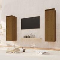 Wandkasten 2 st 30x30x100 cm massief grenenhout honingbruin