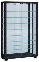 Hioshop VitrosaMini vitrinekast wandmontage met spiegel 2 glazen deuren zwart.