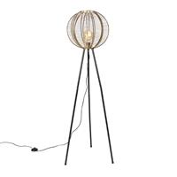 QAZQA Industriële tripod vloerlamp brons met zwart - Dong