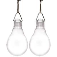 2x Buiten verlichting solar lampenbolletjes wit 11,8 cm - Tuinverlichting/feestverlichting lampjes op zonne-energie