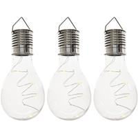 3x Buiten/tuin LED lampbolletjes/peertjes solar verlichting 14 cm - Tuinverlichting - Tuinlampen - Solarlampen op zonne-energie