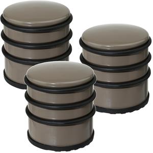 5five 4x Stuks ronde deurstopper taupe 7 x 7,5 cm van metaal -