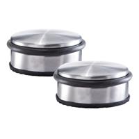 Zeller Set van 3x stuks RVS deurstoppers rond 10 x 4,5 cm -