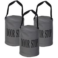 Set van 3x stuks canvas deurstopper grijs met handvat 16 x 12.5 cm -