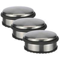 HI 6x stuks deurstoppers rond metaal 10 x 4 cm -