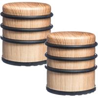 5five 2x Stuks ronde deurstopper houtlook 7 x 8 cm van metaal -