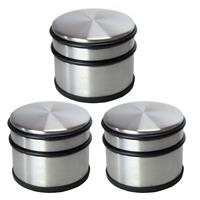 Svenska Living Set van 3x stuks deurstoppers rond zilver/mat zwart 10 x 8 cm -