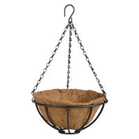 Esschert Design Metalen hanging basket / plantenbak zwart met ketting 25 cm - hangende bloemen -