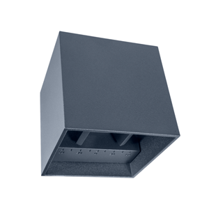 Tronix Wandlamp antraciet grijs RAL7016 CUBE 10x10x10cm 2300K Up en Down 6W 220 lumen dimbaar lichtbundels