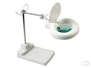 BUREAULAMP OP VOET MET VERGROOTGLAS (3 DIOPTRIE) - WIT - 22W