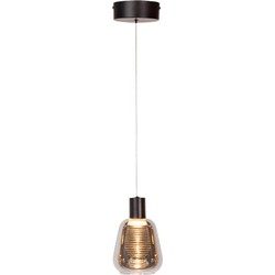 ETH Gary Hanglamp 1 lichts zwart smoke glas - Eigentijds Modern - 2 jaar garantie