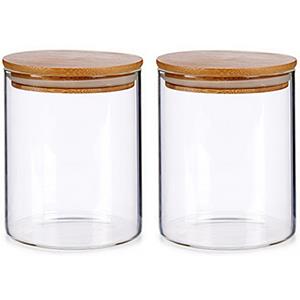 Vivalto Set van 2x stuks glazen luxe keuken voorraadpotten/voorraadbussen 870 ml- Met luchtdichte deksel - Afmeting: 10 x 12.5 cm