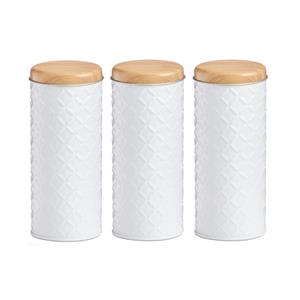 Zeller 3x Bewaar/voorraad blikken koffiepads wit 18 x 7,5 cm 2,4 liter -  - Keukenbenodigdheden - Keukenaccessoires/decoratie - Vers houden - Voorraad/bewaar/opslagblikken - Koffiepadsblik