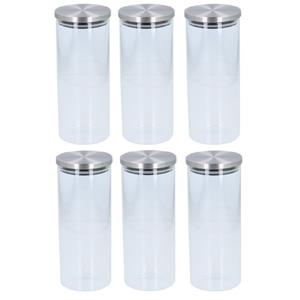 Alpina 6x Glazen snoeppot / voorraadpot 25 cm - 1500 ml - Voorraadbussen met deksel