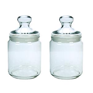 Luminarc Set van 2x stuks voorraadpotten/bewaarpotten 750 ml glas met glazen dekselÂ - Voorraadbussen