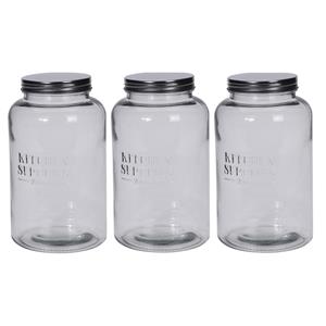 Set van 3x stuks glazen voorraadpotten/weckpotten 22 cm - 2000 ml - Voorraadbussen met luchtdichte deksel