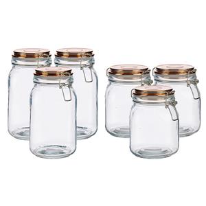 Vivalto Set van 6x stuks luxe keuken voorraadpotten met klepdeksel koper 1000 en 1500 ml - Voordeelset