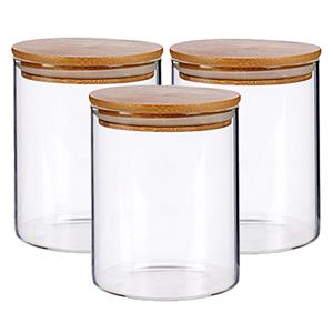 Vivalto Set van 3x stuks glazen luxe keuken voorraadpotten/voorraadbussen 870 ml- Met luchtdichte deksel - Afmeting: 10 x 12.5 cm