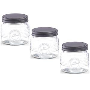 Zeller 4x Glazen voorraadpotten/bewaarpotten 420 ml Old Fashioned 10 x 9 cm -  - Keukenbenodigdheden - Bewaarpot/voorraadpot - Voedsel bewaren