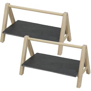 Cosy & Trendy 3x Stuks etagere 1-laags rechthoekig 29 x 19 x 14 cm van leisteen -