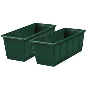 Shoppartners Set Van 2x Stuks Plantenbakken Donker Groen Rechthoekig 60 X 17,5 X 14,5 Cm - Plantenbakken