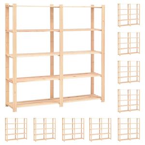 vidaXL Opbergrekken 5-laags 10 st 170x38x170 cm grenenhout 500 kg