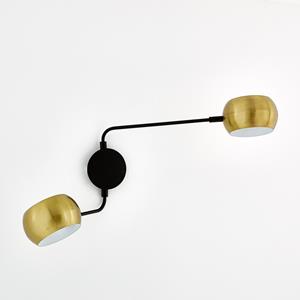 LA REDOUTE INTERIEURS Dubbele wandlamp in zwart metaal en messing, Elori