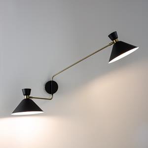 AM.PM Dubbele wandlamp, verouderde messing Zoticus