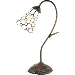 LumiLamp Tiffany Tafellamp 48 cm Bruin Wit Glas Tiffany Bureaulamp Tiffany Lampen Glas in Lood