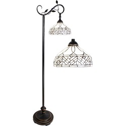 LumiLamp Tiffany Vloerlamp 152 cm Bruin Beige Glas Staande Lamp Glas in Lood Tiffany Lamp