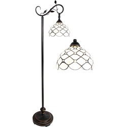 LumiLamp Tiffany Vloerlamp 152 cm Bruin Beige Glas Staande Lamp Glas in Lood Tiffany Lamp