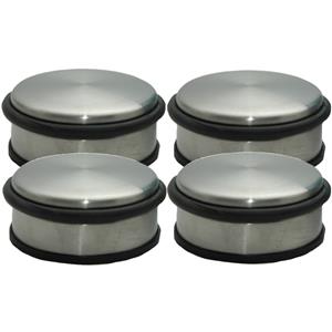 Set van 4x stuks RVS deurstopper rond 11,5 x 6 cm -