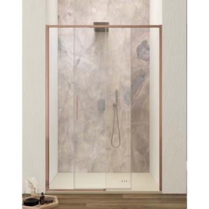 Lacus Schuifdeur  Torcello Tweedelig Helder Glas 100x200 cm Aluminium Profiel Rose Goud