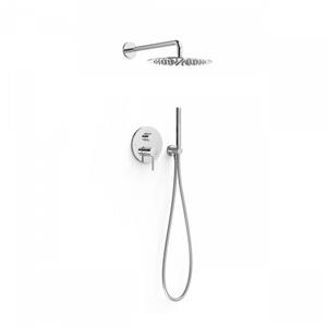 Tres Regendoucheset Inbouw  Study Exclusive Rond 30 cm Met Wandarm en Handdoucheset met Staafhanddouche Rapid Box Chroom