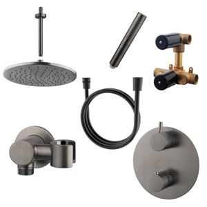 Wiesbaden Inbouw Regendouche Set Caral Rond Plafonduitloop Gunmetal