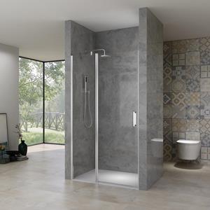 Van Rijn Nisdeur  ST02 Draaideur 6 mm Met Vaste Wand 8mm 98x200 cm Chroom