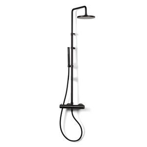 Bongio Regendoucheset Luxe  Squadra Thermostatisch Opbouw met Handdouche Mat Zwart
