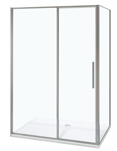 Luca Varess Morano douchehoek met draaideur en 2 vaste zijwanden 90 x 140 cm helder glas glans chroom profiel