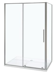 Luca Varess Morano douchehoek met schuifdeur en vaste zijwand 90 x 140 cm helder glas glans chroom profiel