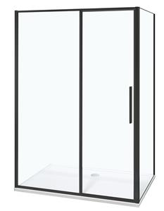 Luca Varess Morano douchehoek met draaideur en 2 vaste zijwanden 90 x 120 cm helder glas mat zwart profiel