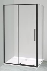 Luca Varess Morano douchehoek met schuifdeur en vaste zijwand 80 x 120 cm helder glas mat zwart profiel