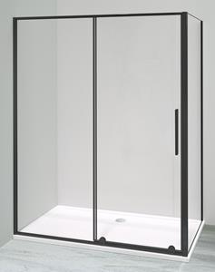 Luca Varess Morano douchehoek met schuifdeur en vaste zijwand 90 x 160 cm helder glas mat zwart profiel