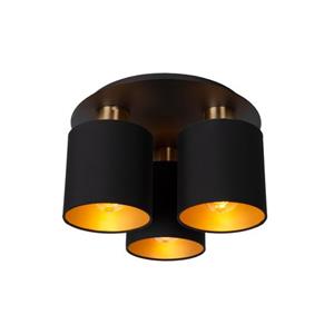Lucide Deckenleuchte Fudral in Schwarz und Gold-matt E27 3-flammig
