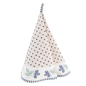 Clayre & Eef Theedoek Ø 80 Cm Beige Blauw Katoen Rond Bosbessen Keukenhanddoek Keukendoek Vaatdoek Beige Keukenhanddoek