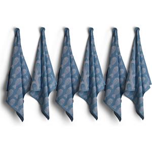 Luxe Theedoeken - 6 Stuks - Patroon Vis - Blauw - 60x65cm