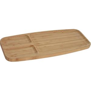 1x Serveerplanken/borden 3-vaks van bamboe hout 39 cm - Keuken/kookbenodigdheden - Tapas/hapjes presenteren/serveren - Vakkenbord/plank - Serveerborden/serveerplanken