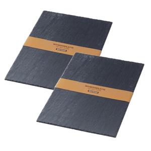 Trendoz Set van 2x stuks leisteen serveerplank voor voedsel kaas hapjes 45 x 30 cm - Keuken/eettafel artikelen