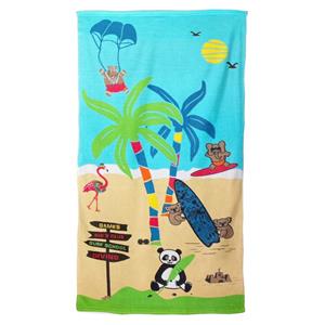 Le Comptoir Strand/badlaken voor kinderen 70 x 140 cm microvezel - Strandhanddoeken met dieren