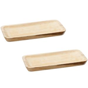 Cepewa Set van 2x stuks rechthoekig kaarsenbord/kaarsenplateau hout 35 x 3 x 17 cm -