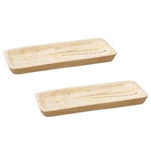 Cepewa Set van 2x stuks rechthoekig kaarsenbord/kaarsenplateau hout x 3 x 17 cm -